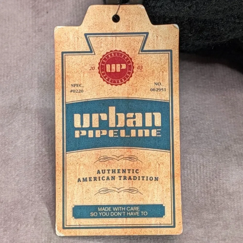 Urban Pipeline Black Cable Beanie Hat Ribbed Knit Cuff NWT One Size YUP53CW05